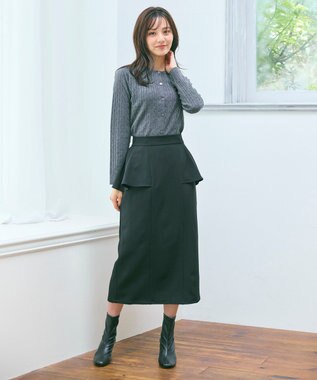 Feroux 【2WAY】サス付きペプラムデザイン スカート ブラック系