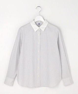 J.PRESS LADIES L 【WEB限定カラーあり・2way】エステネージュ TYPEWRITER STRIPE シャツ 【WEB限定】ホワイト×ネイビーストライプ系