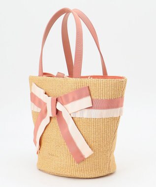 TOCCA BICOLOR RIBBON BASKET かごバッグ ベージュ(ピンクリボン)