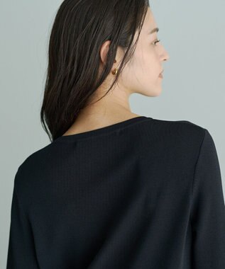 YECCA VECCA パール釦ラッフルカーディガン Black