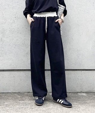 Green Parks ウエスト配色切替スウェットパンツ Black