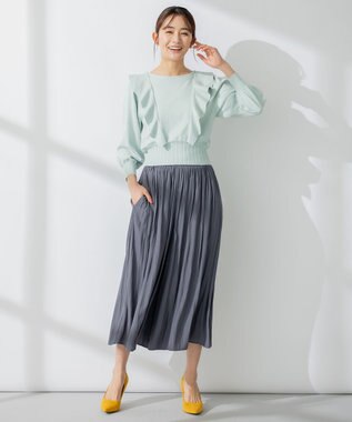 組曲 【洗える】Elenaラッフル ニット グリーン系