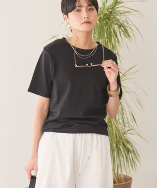 AMERICAN HOLIC きれいめコットンベーシックＴシャツ（５分袖） Black