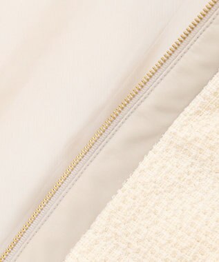 ANY SIS L 【2WAY】ツイードノーカラー ダウンジャケット アイボリー