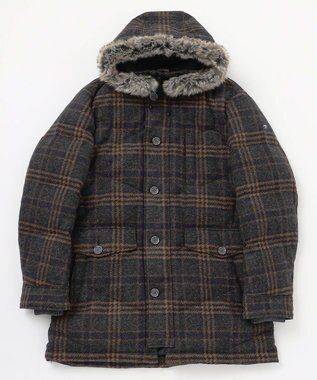 JOSEPH ABBOUD MOUNTAIN 【イタリア素材/ECOファー/9ポケット/ダウン】スライバーチェックダウン コート グレー系4