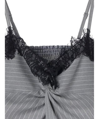 earth music&ecology ピンストライプ胸元レースビスチェ Stripe Light Gray