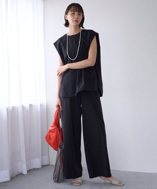 UNFILO FINE MOVE コクーンブラウス ブラック