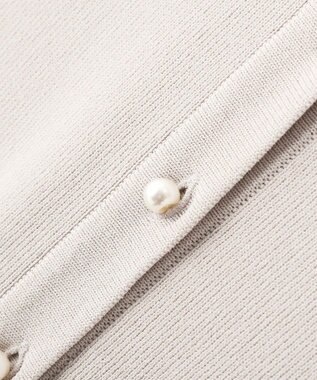 YECCA VECCA パール釦ラッフルカーディガン Gray Beige