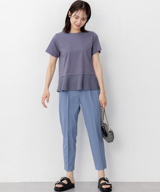 組曲 L クールプレーティング天竺プリーツ カットソー チャコールグレー系