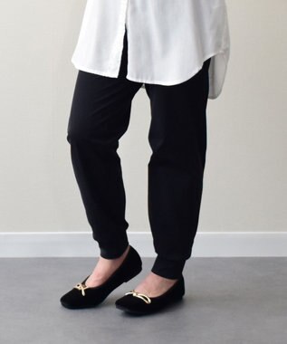 Bridget Birkin 【PARADIS COULEUR】スクエアトウメタルリボンバレエシューズ ブラック雑材