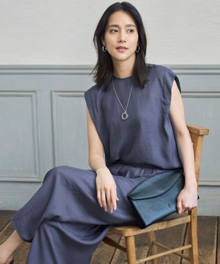 自由区 S 【カタログ掲載・ご好評アイテム・累計2500本・新色追加・ウエストゴム・セットアップ対応】エアリーツイルキュロット パンツ ブルーグレー