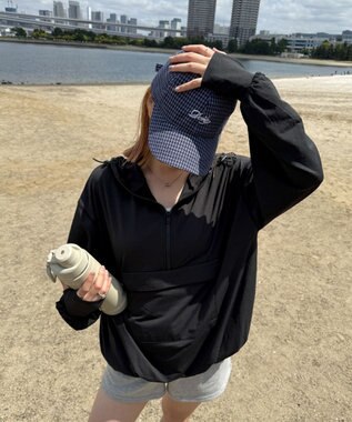 WEGO 【UVカット/吸水速乾/水陸両用/ラッシュガード】ハーフジップアノラックパーカー ブラック