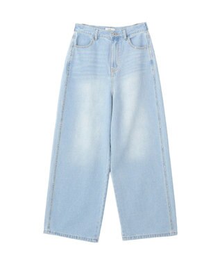 earth music&ecology スタッズデニムパンツ Light Indigo