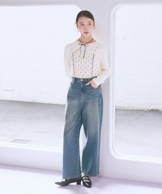 earth music&ecology スタッズデニムパンツ Medium Indigo