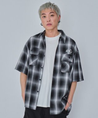 WEGO 【ユニセックス着用ITEM】グラフィックオンブレチェックシャツ（SS） ブラックチェック1