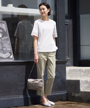 J.PRESS LADIES L 【WEB限定カラーあり・セットアップ対応・洗える・撥水・防汚】コットンFITTYシャーク テーパード パンツ ライトグリーン系