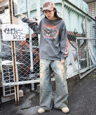 WEGO 【ユニセックス着用ITEM/MLサイズ展開】ヴィンテージライクグラフィックT（LS） 柄3