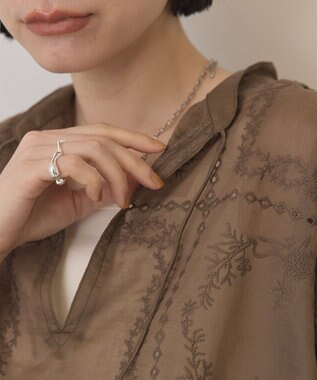 AMERICAN HOLIC スキッパーレースブラウス Mocha