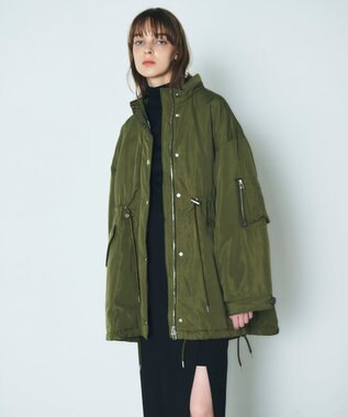 GRACE CONTINENTAL ボリュームハーフコート カーキ