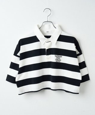 WEGO ワンポイント刺繍ラガーシャツ ブラック