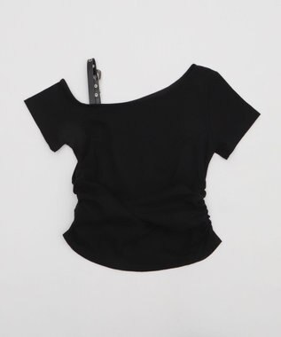 WEGO ハトメショルダーロゴワンショルT ブラック