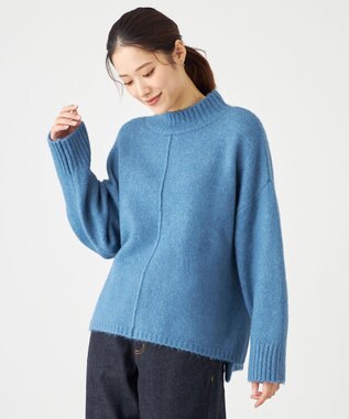 SHARE PARK LADIES スフレヤーンモックネックニット ブルー系