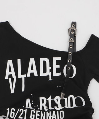 WEGO ハトメショルダーロゴワンショルT ブラック