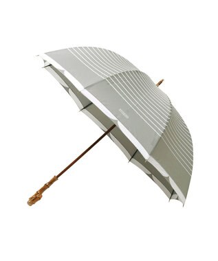 MOONBAT MACKINTOSH PHILOSOPHY(マッキントッシュ フィロソフィー) Cleric collar ボーダー 竹手元 雨傘 長傘 ライトグレー