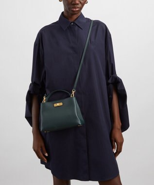 LIBERTY. アイフィス レザー ミニ トップハンドルバッグ ダークグリーン