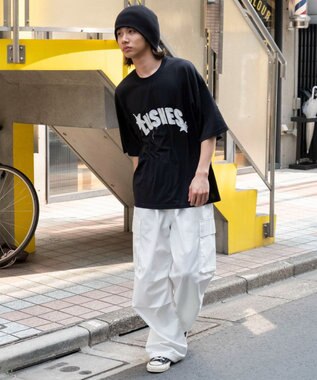 WEGO ダメージアップリケグラフィックT（SS） ブラック