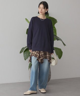 AMERICAN HOLIC バックギャザー裏毛プルオーバー Navy