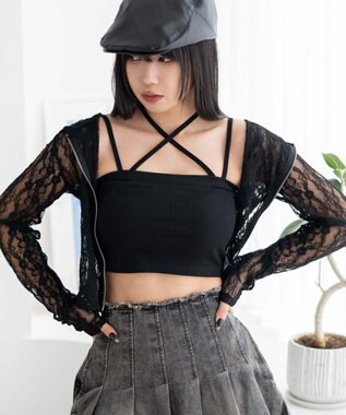 WEGO 【カップ付きインナー】なちゅ盛れカップインマルチWAYキャミ ブラック