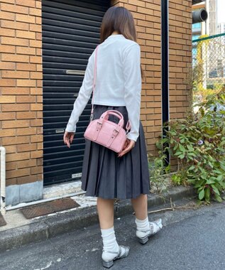 WEGO ハトメハンドルミニボストンショルダー ピンク