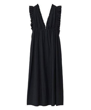 Green Parks ■ＥＳＣＡＲ　フリルＶネックワンピース Black