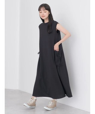 earth music&ecology ギャザーポケットノースリーブワンピース Black
