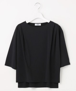 J.PRESS LADIES 【洗える・抗菌防臭・接触冷感・吸水速乾】ドライポンチ ボートネック カットソー ブラック系