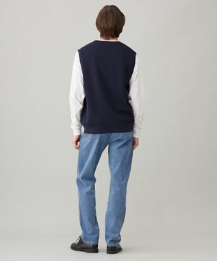 UNFILO MENS スタイリッシュ ニット ベスト ネイビー