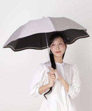 MOONBAT 【 遮光率100％/遮熱/UV】FURLA(フルラ) 晴雨兼用日傘 ジッパー刺繍 折りたたみ傘 楽折 ダークグレー