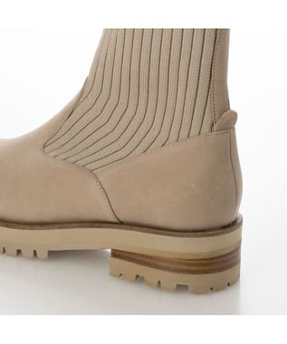 ing <ing>【サスティナブルシリーズ】ラウンドトウリブニットブーツ ベージュヌバック