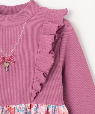 ANY KIDS 花柄ドッキングワンピース ピンク