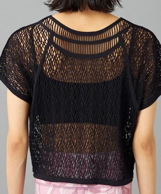 Chacott 【ノーソーイングニット】ランダムメッシュニットTシャツ ブラック