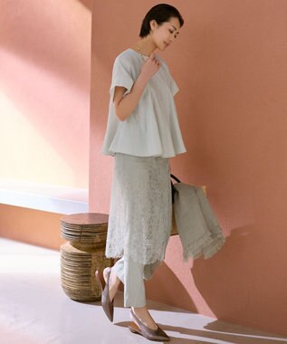 自由区 L 【カタログ掲載】ブライトシアーシャンブレー ブラウス フラックス