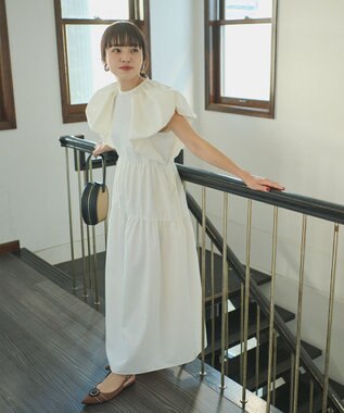 #Newans 【ANSWER for フォトジェニックスタイル】ウィングスリーブティアードワンピース エクリュ系