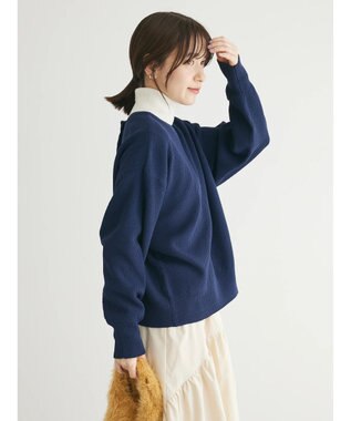 Green Parks ２ｗａｙ　パール釦ニットプルオーバー Dark Navy