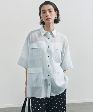 UNFILO シアー サファリシャツ ミントブルー