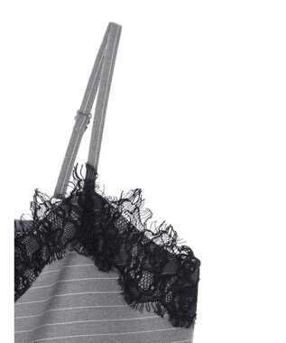 earth music&ecology ピンストライプ胸元レースビスチェ Stripe Light Gray