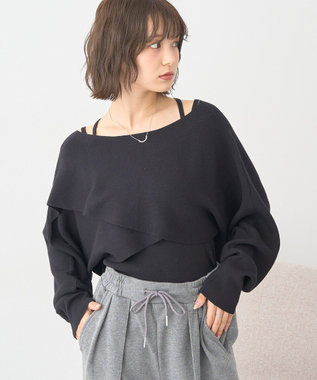 earth music&ecology 【2WAY】【洗濯機洗い可】SET2点クロスニット＋キャミソール