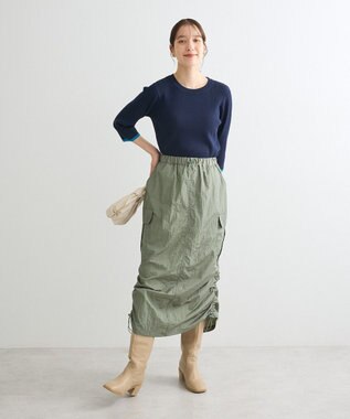 Green Parks シャイニーカーゴスカート Khaki