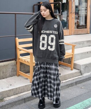 WEGO 【ユニセックス着用ITEM】ケミカルウォッシュナンバリングプルオーバー ブラックその他