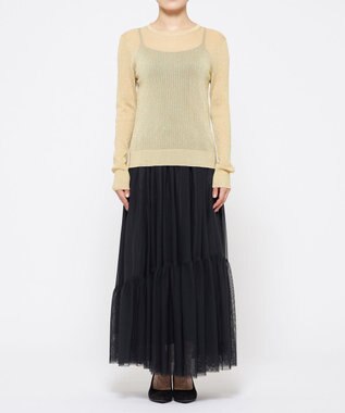 uncrave 【手洗い可】ラメ シアー クルーネック ニット（uncrave STANDARD） ゴールド